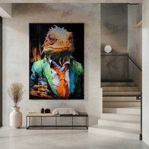 Tablou înramat „Chameleon Watercolor Animal Art” de Justyna Jaszke