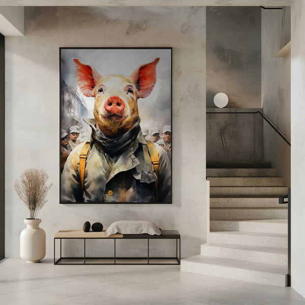 Tablou înramat „Pig 1984 Watercolor Animal Art” de Justyna Jaszke