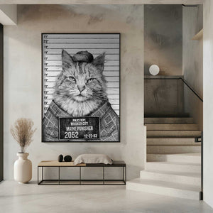Tablou înramat „Cat In A Police Lineup” de Mike Koubou