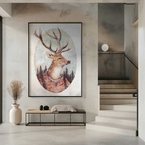 Tablou înramat „Deer In A Rustic Outfit” de Mike Koubou