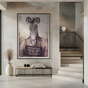 Tablou înramat „Zebra Mugshot Mystery” de Mike Koubou