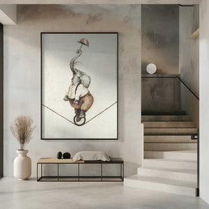 Tablou înramat „ Unicycle While Holding An Umbrella” de Mike Koubou