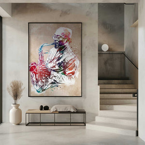 Tablou înramat „Saxophone music art” de Justyna Jaszke