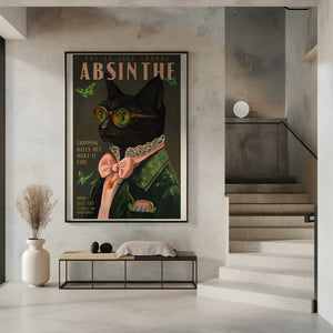 Tablou înramat „Chic Absinthe Cat Alcohol &amp; Cocktail Bar Art” de The Whiskey Ginger