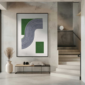 Tablou înramat „Moden Green Line Objects No.11” de THE MIUUS STUDIO