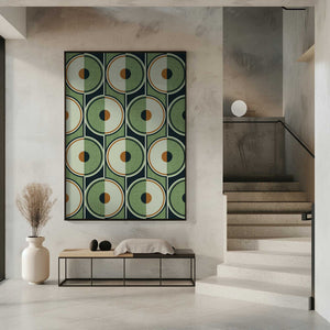 Tablou înramat „Retro Circles Green” de Alexandra Weise