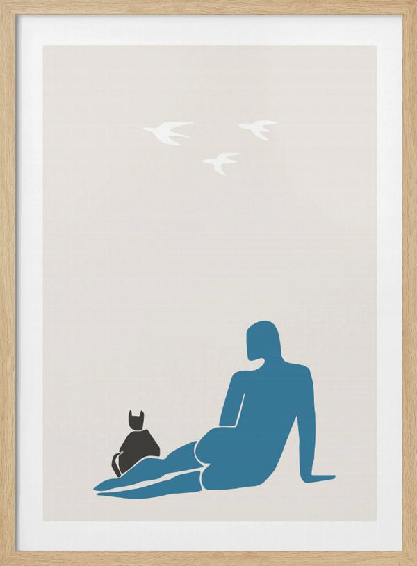Tablou înramat „Woman and Cat” de Pictufy Studio II