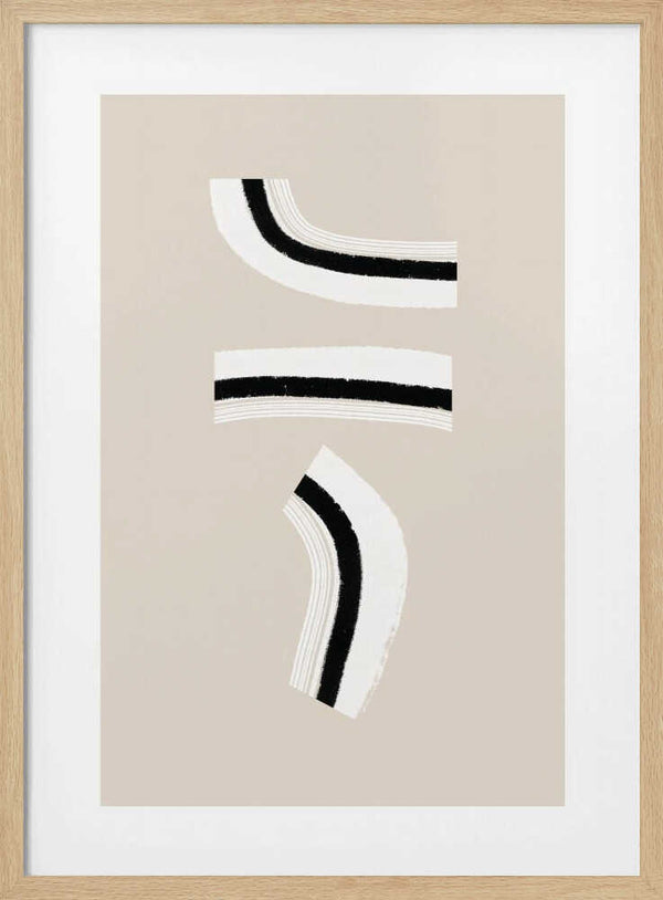 Tablou înramat „Minimalist Black and White Curved Lines” de uplusmestudio