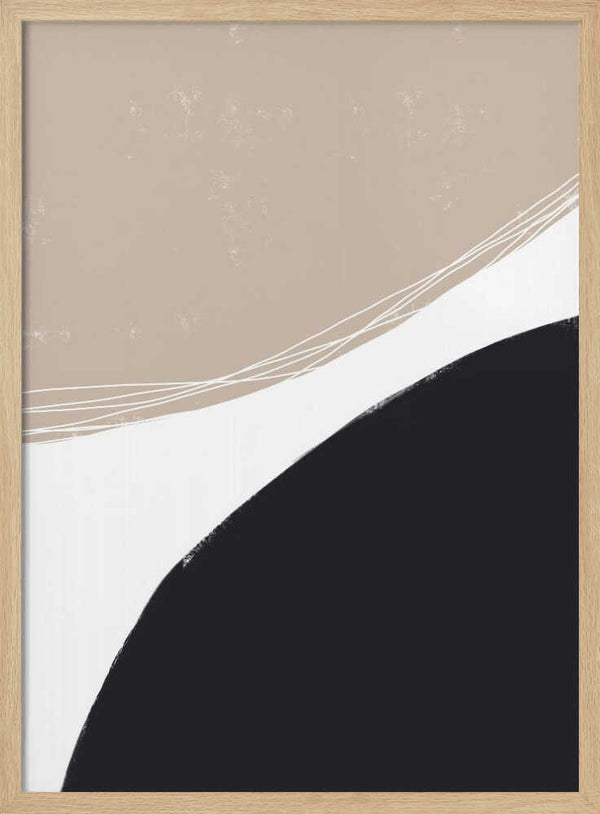 Tablou înramat „Beige And Black Organic Shapes” de uplusmestudio