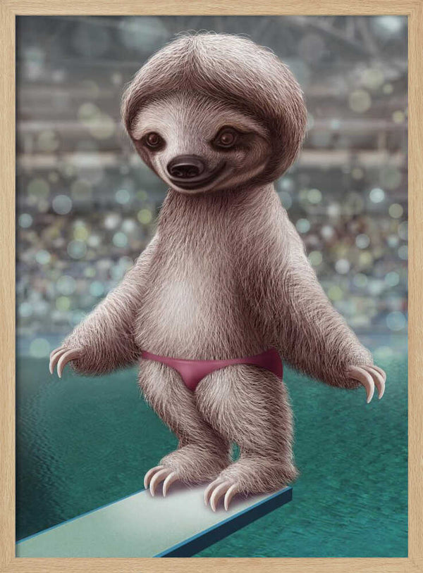 Tablou înramat „SLOTH THE DIVER” de Adam Lawless