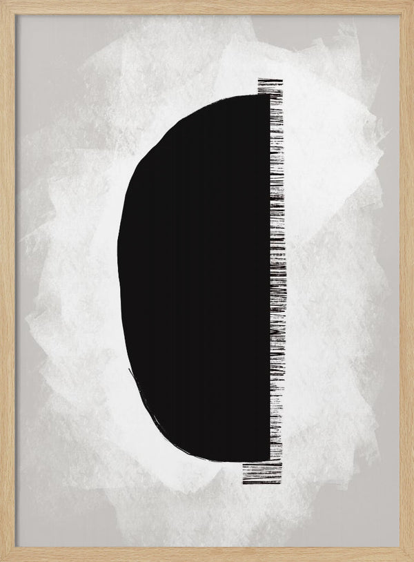 Tablou înramat „Black Shape Against A Textured White Background” de uplusmestudio