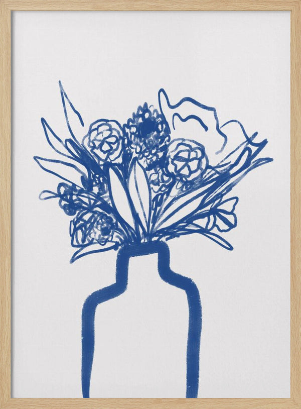 Tablou înramat „Blue Vase Bouquet” de Athene Fritsch
