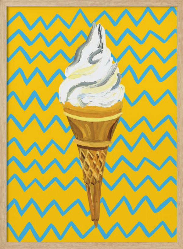 Tablou înramat „Ice Cream Yellow Zigzag” de Alice Straker