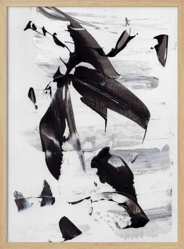 Tablou înramat „Monochrome Dynamic Brushstrokes” de uplusmestudio