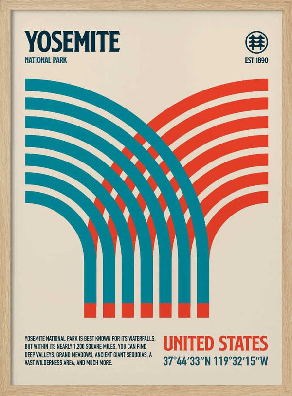 Tablou înramat „Yosemite National Park Travel Poster” de Retrodrome