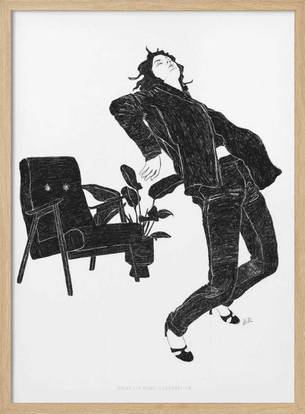 Tablou înramat „Jlr Dancingathome6 Blackandwhite Copy” de Jenny Liz Rome