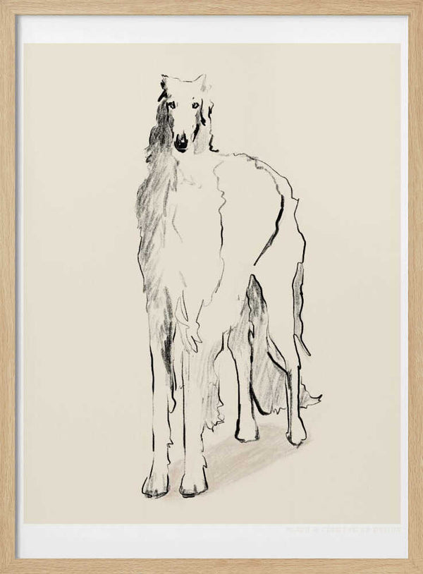 Tablou înramat „Borzoi Russian Wolfhound Pandc” de Jenny Liz Rome