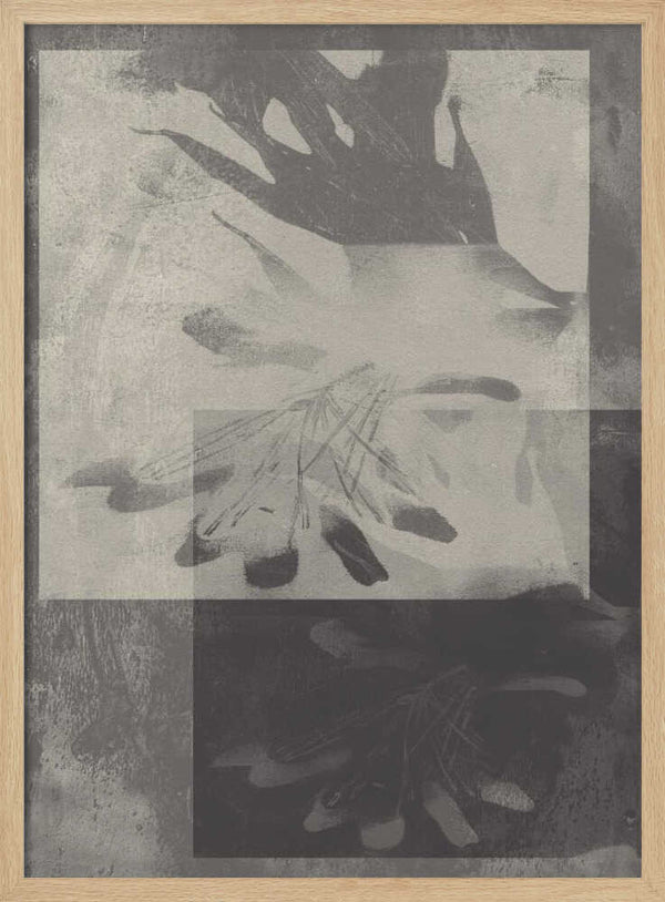 Tablou înramat „Whispering Leaves – Abstract Pattern in Taupe and White” de Dina Dankers