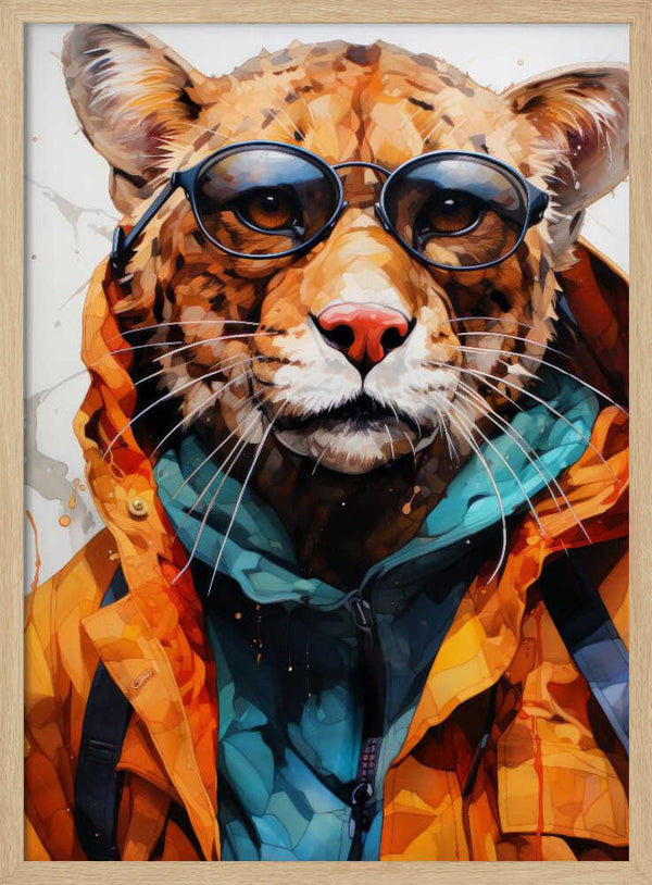 Tablou înramat „Cheetah Watercolor Animal Art” de Justyna Jaszke