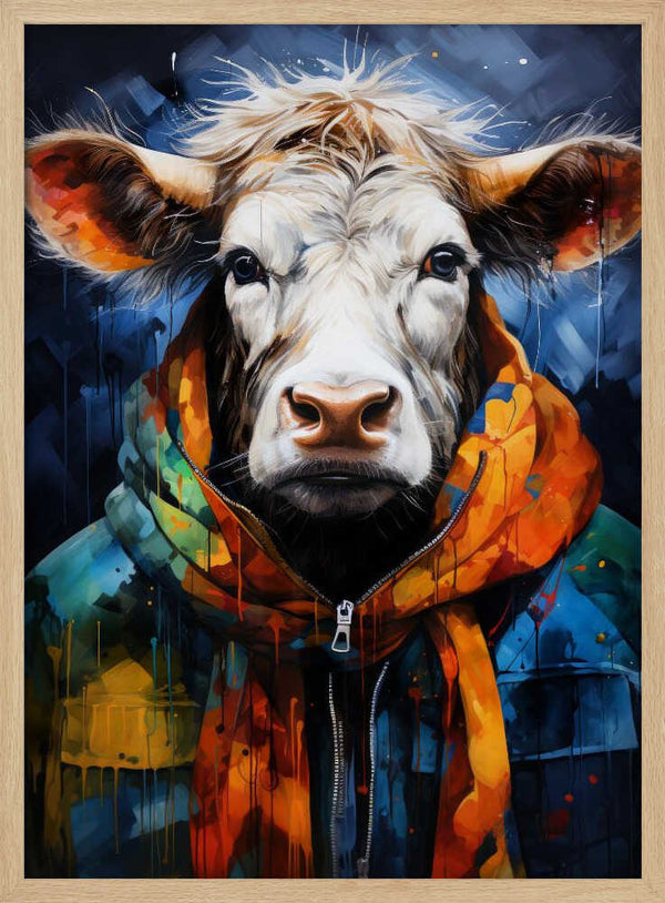 Tablou înramat „Cow Watercolor Animal Art” de Justyna Jaszke