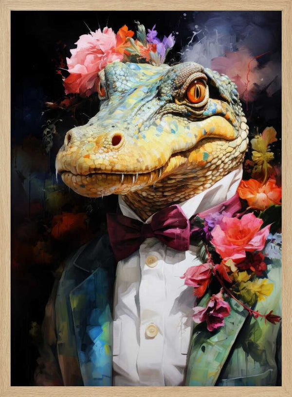 Tablou înramat „Crocodile Watercolor Animal Art” de Justyna Jaszke