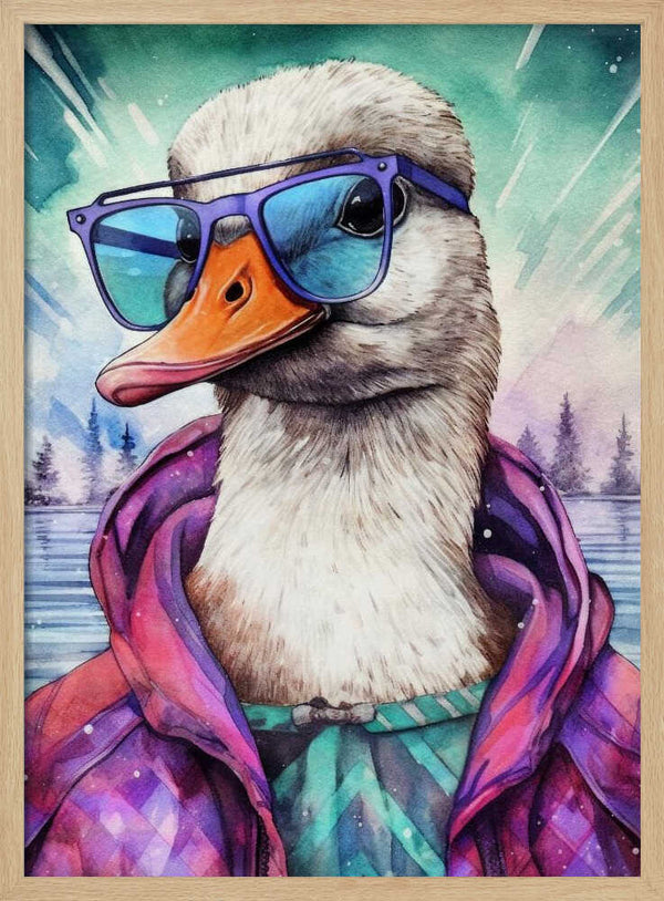 Tablou înramat „Goose Watercolor Animal Art” de Justyna Jaszke