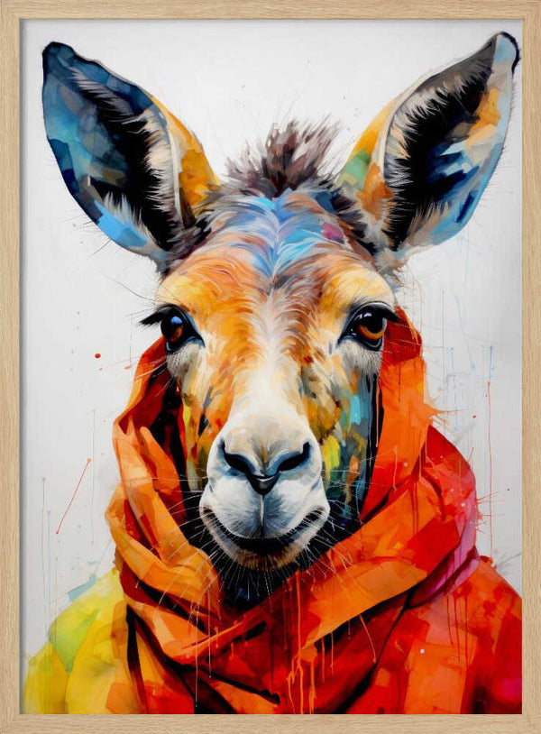 Tablou înramat „Donkey Watercolor Animal Art” de Justyna Jaszke