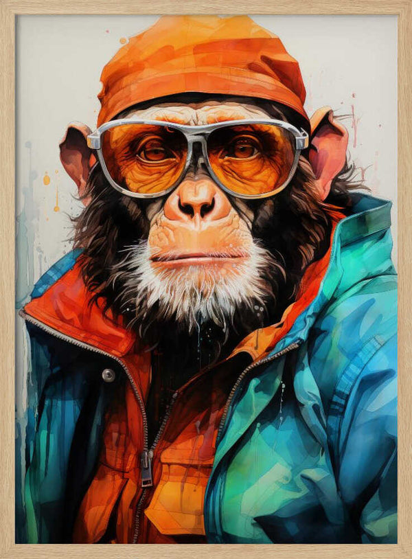 Tablou înramat „Gorilla Watercolor Animal Art” de Justyna Jaszke