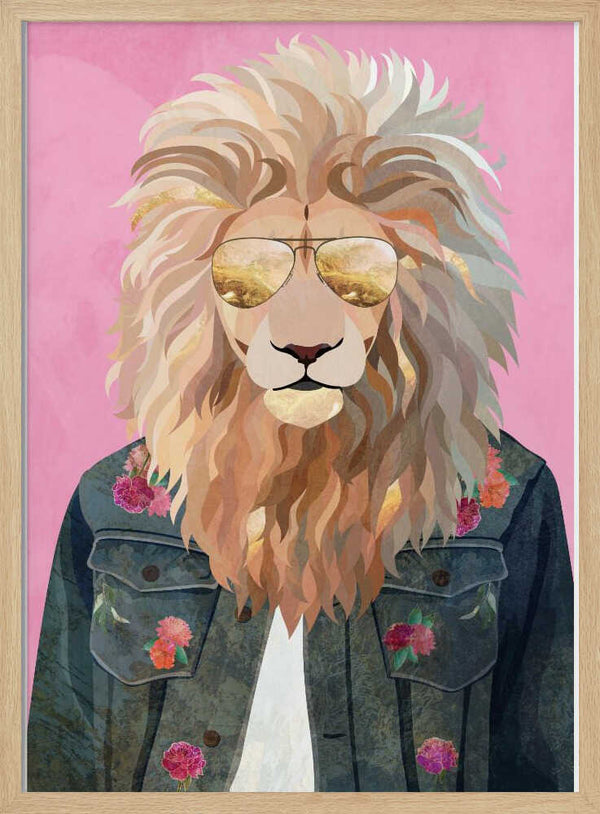 Tablou înramat „Golden fashion lion 1” de Sarah Manovski