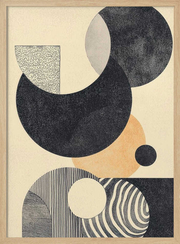 Tablou înramat „Geometric Art with Circles and Patterns” de Melloi Art Prints