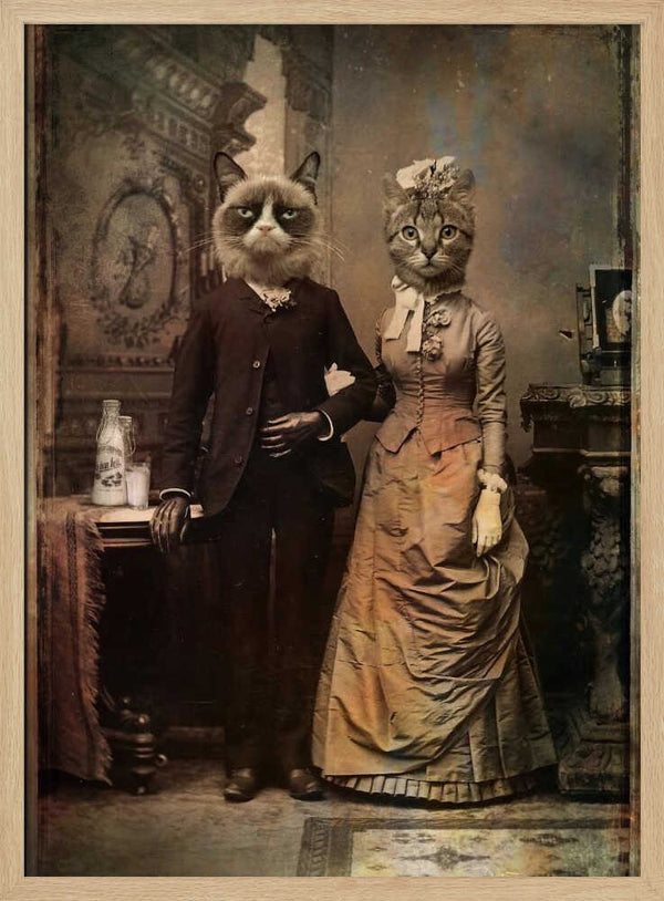 Tablou înramat „Cat Couple” de DDiArte