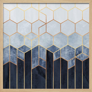 Tablou înramat „Soft Blue Hexagons” de Elisabeth Fredriksson