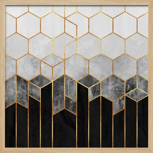 Tablou înramat „Charcoal Hexagons” de Elisabeth Fredriksson