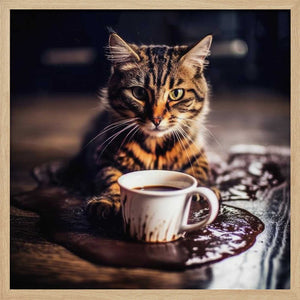 Tablou înramat „Caffeine Cats (8)” de Justyna Jaszke