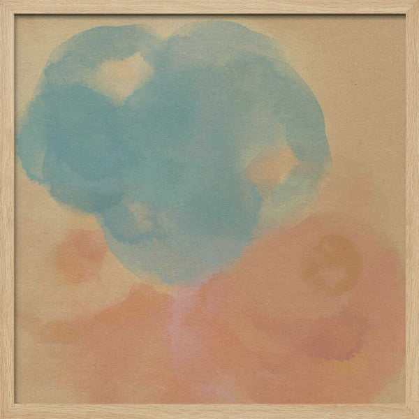 Tablou înramat „Peach &amp; Blue Harmony – Abstract Watercolor Shapes” de Dina Dankers