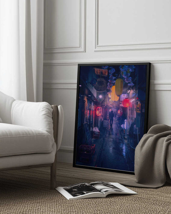 Tablou înramat „Tokyo Blue Rain” de Javier de la Torre