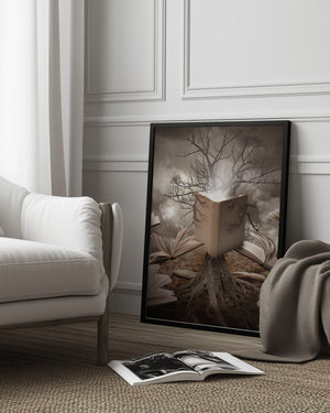 Tablou înramat „Old Tree Reading Story Book” de Angela Waye