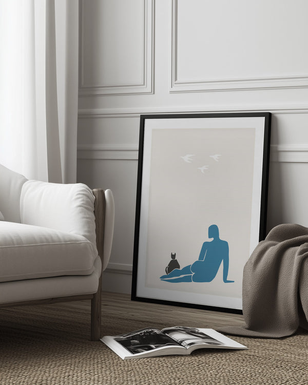 Tablou înramat „Woman and Cat” de Pictufy Studio II