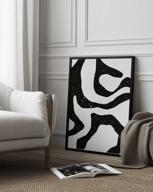 Tablou înramat „Organic Black Forms with Speckled Patterns” de uplusmestudio