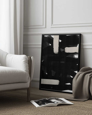 Tablou înramat „Monochrome Brushstrokes” de uplusmestudio