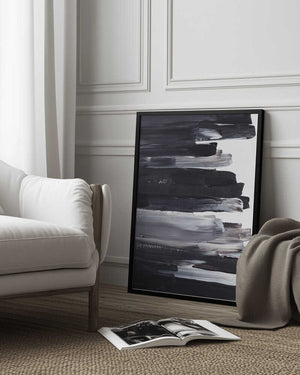 Tablou înramat „Monochrome Brushstrokes” de uplusmestudio