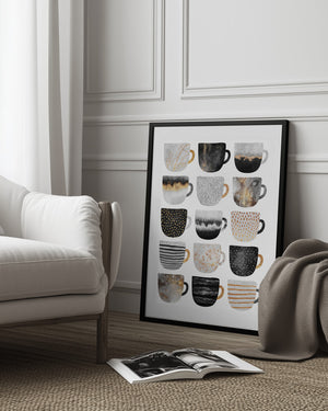 Tablou înramat „Pretty Coffee Cups” de Elisabeth Fredriksson