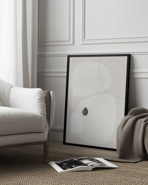 Tablou înramat „Minimalist Beige and White Geometric Shapes” de uplusmestudio
