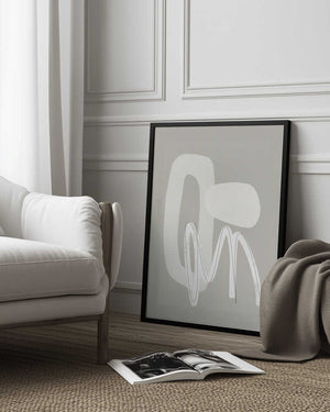 Tablou înramat „Flowing Curves and Shapes in Neutral Tones” de uplusmestudio