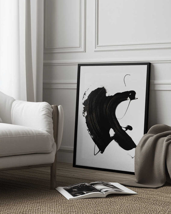 Tablou înramat „Black abstract Stroke” de uplusmestudio