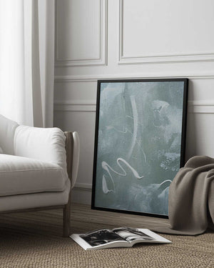 Tablou înramat „Green and White Acrylic” de uplusmestudio