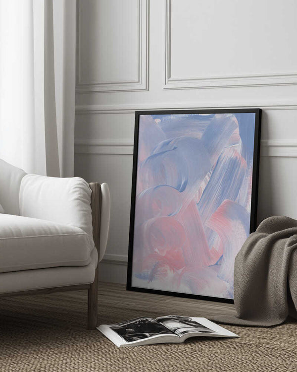 Tablou înramat „Pastel Brushstrokes In Blue And Pink Hues” de uplusmestudio