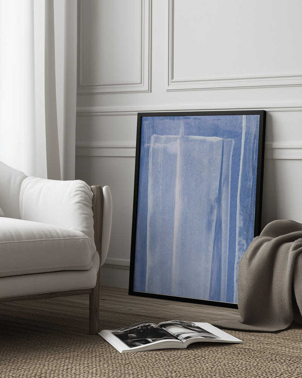 Tablou înramat „Blue With Vertical Brushstrokes” de uplusmestudio