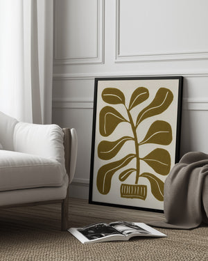 Tablou înramat „Linocut Houseplant #2” de Alisa Galitsyna