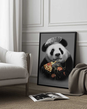 Tablou înramat „panda loves pizza” de Adam Lawless